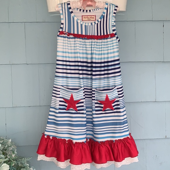 NWT Cheeky Plum Firecracker 3T Loungewear Gown Red White Blue - Picture 11 of 11